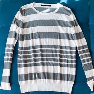 360 Sweater Long Sleeve Shirt NEW Gray & White Striped crew neck Top
